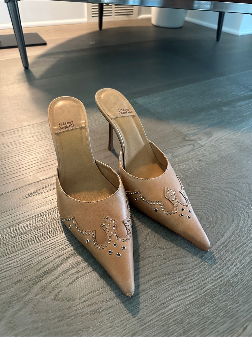 Jeffrey Campbell Tan Mule Heels